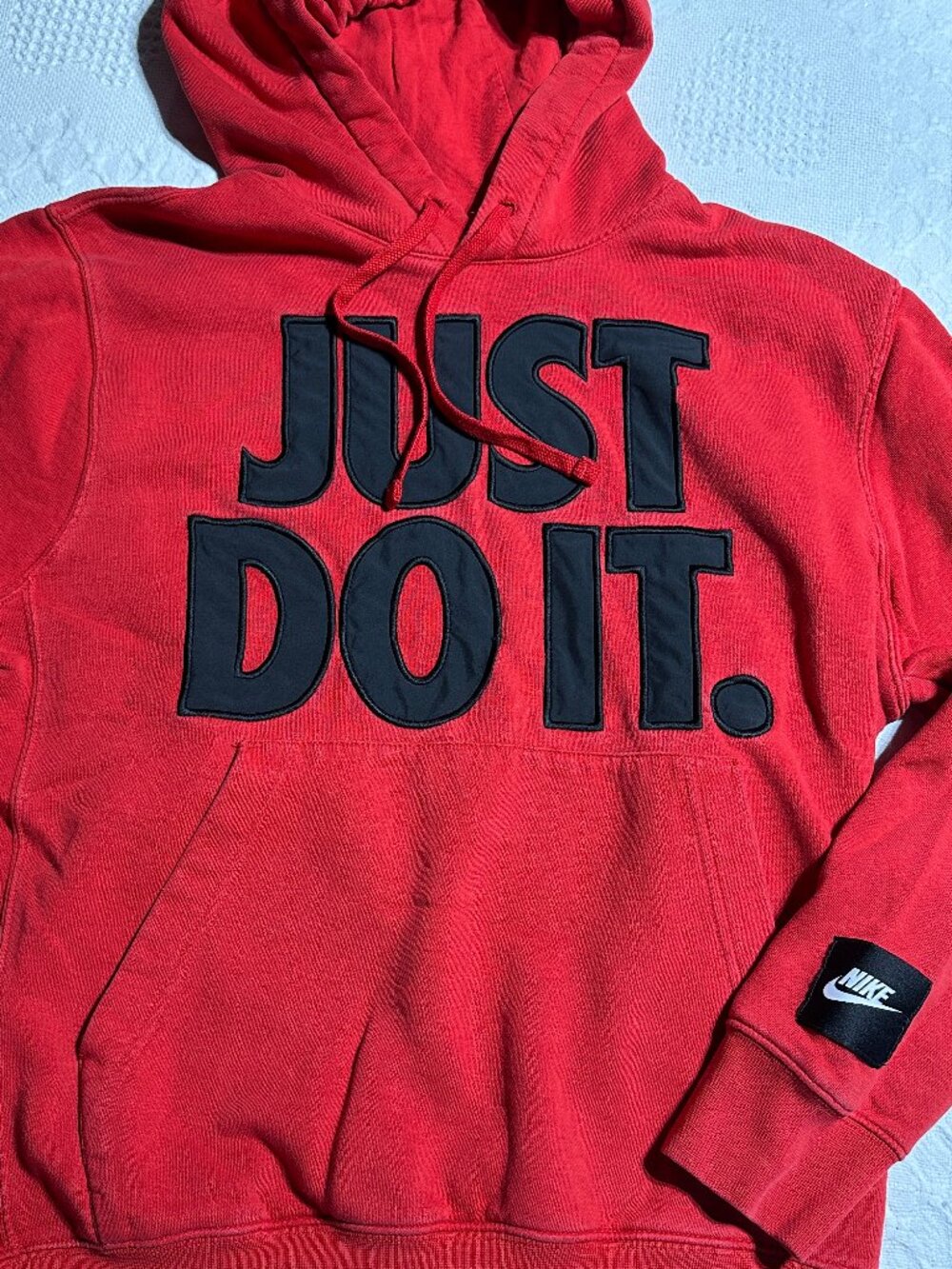 Nike Just Do It Red Black Graphic Pullover Hoodie Small JDI